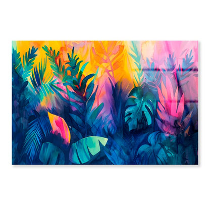 Colorful Leaves Abstract  Acrylic Glass Print Tempered Glass Wall Art 100% Made in Australia Ready to Hang