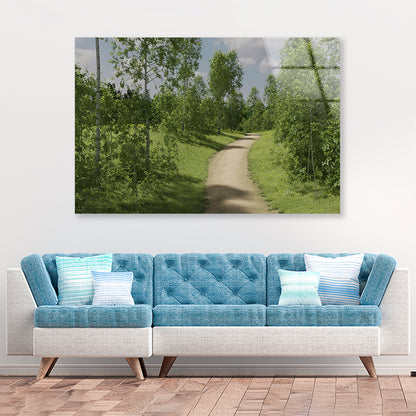 Path Surrounded By Trees of the Forest Acrylic Glass Print Tempered Glass Wall Art 100% Made in Australia Ready to Hang