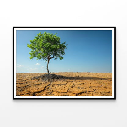 A Tree Is Standing In a Barren Desert Home Decor Premium Quality Poster Print Choose Your Sizes - Bella Home Decor