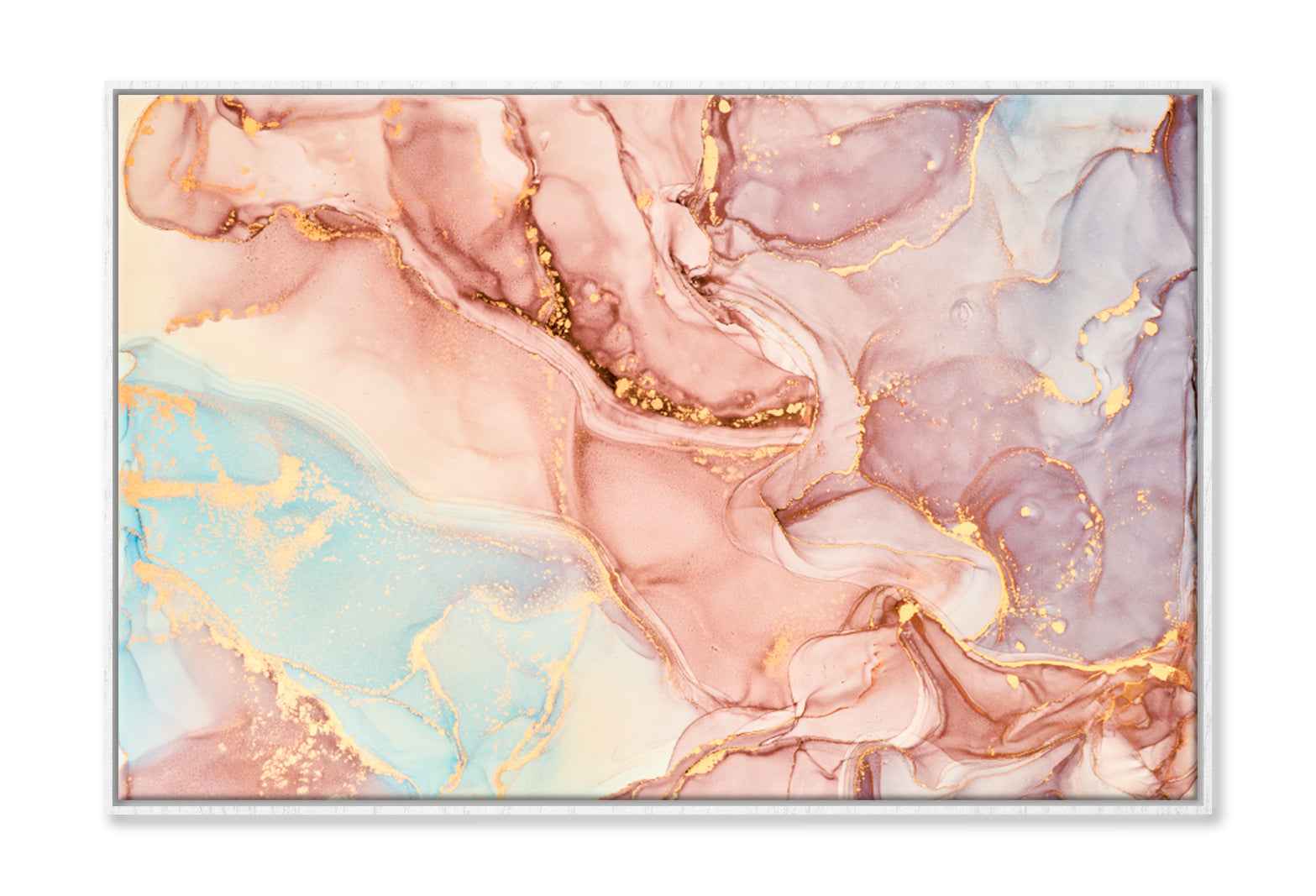 Natural Luxury Abstract Fluid Oil Painting Wall Art Limited Edition High Quality Print Canvas Box Framed White