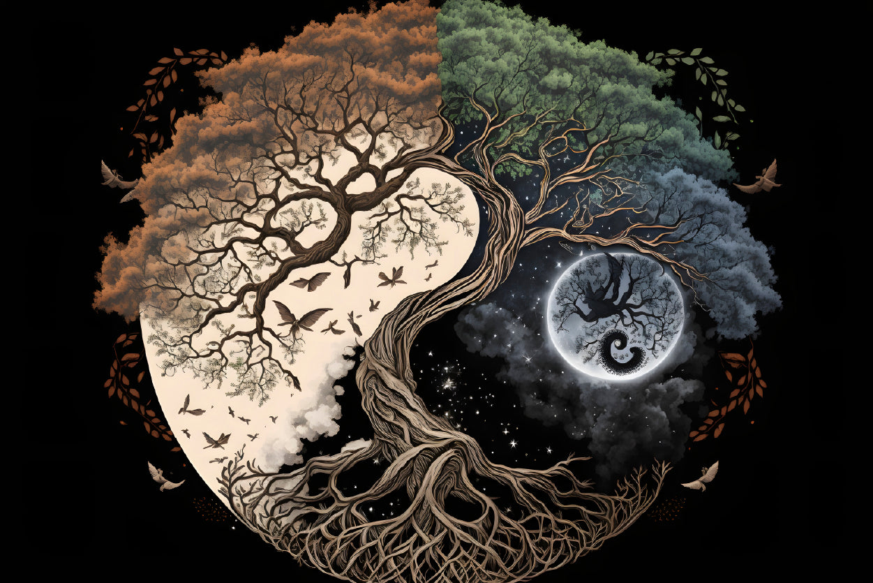 Ying Yang as Tree and Moon Art Home Decor Premium Quality Poster Print Choose Your Sizes