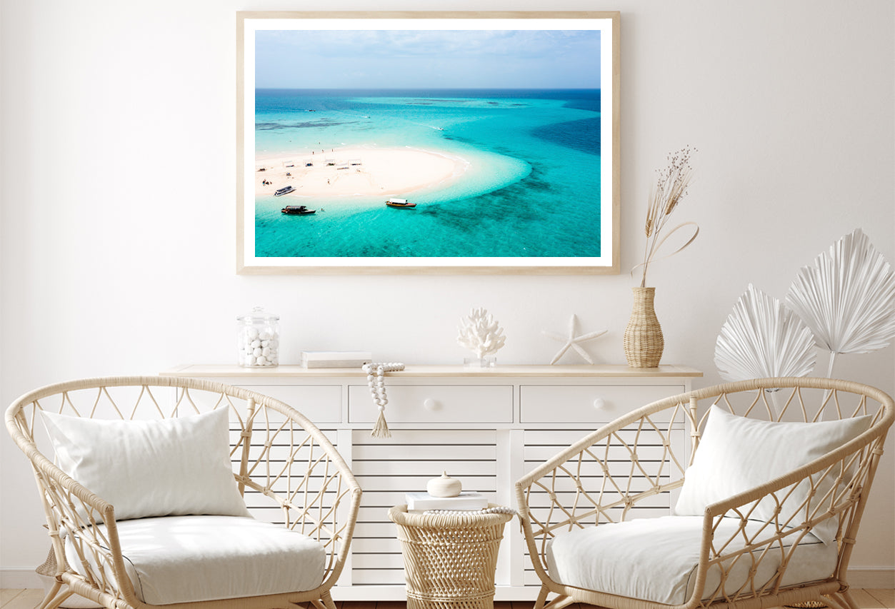White Sand Island in Clear Ocean Home Decor Premium Quality Poster Print Choose Your Sizes - Bella Home Decor