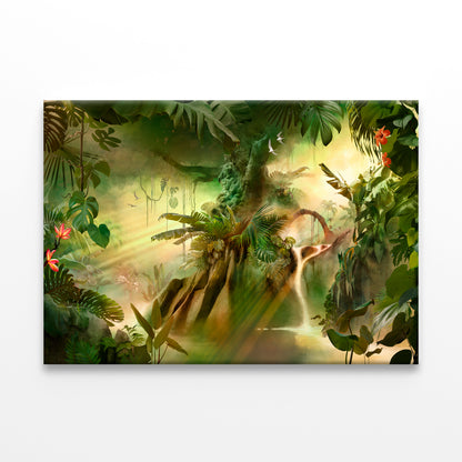 Dreamy Jungle Landscape with Tree  Wall Art Decor 100% Australian Made - Bella Home Decor