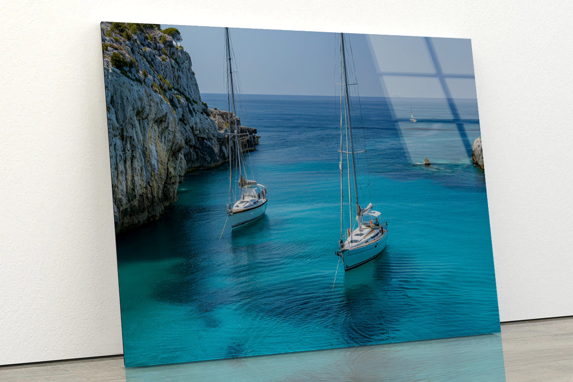 Couple of Boats, Sky Acrylic Glass Print Tempered Glass Wall Art 100% Made in Australia Ready to Hang - Bella Home Decor