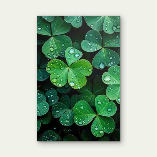 Minimalist Retro Four-Leaf Clover 60x90cm Metal Print Ready to Hang