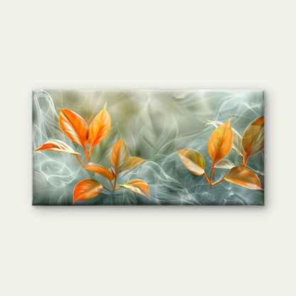 Orange Leaves Gentle Mist Wall Art Canvas Office Home Room Framed 120x60cm