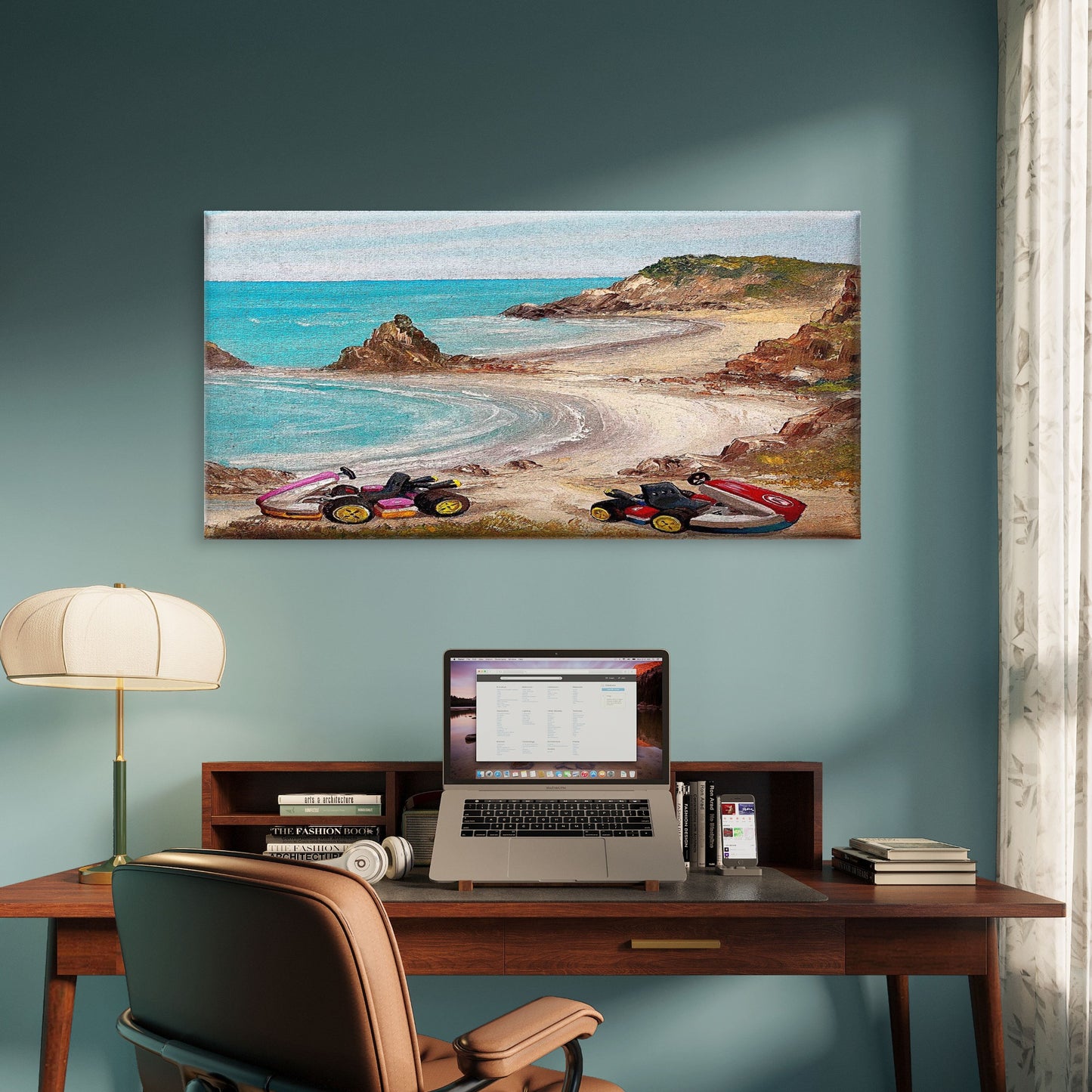 Vintage Beach Karting Street Wall Art Canvas Office Home Room Framed 120x60cm
