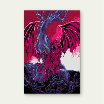 Pink Winged Lion Metal Print Ready to Hang