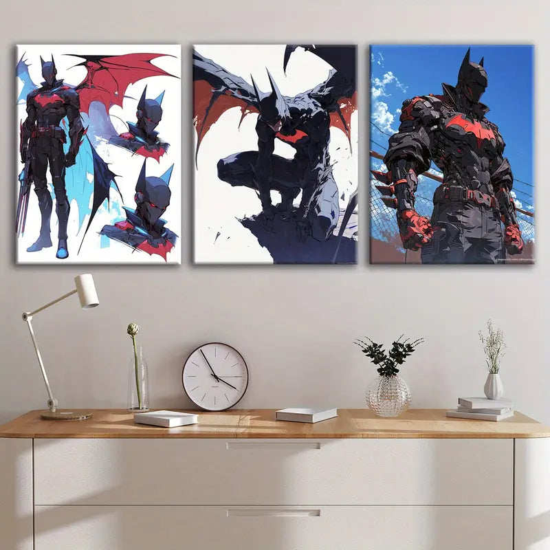 3pcs Anime Comic Hero Abstract Wall Art Set Canvas Framed 40x60cm - High Quality Print 100% Australian Made Wall Canvas Ready to Hang
