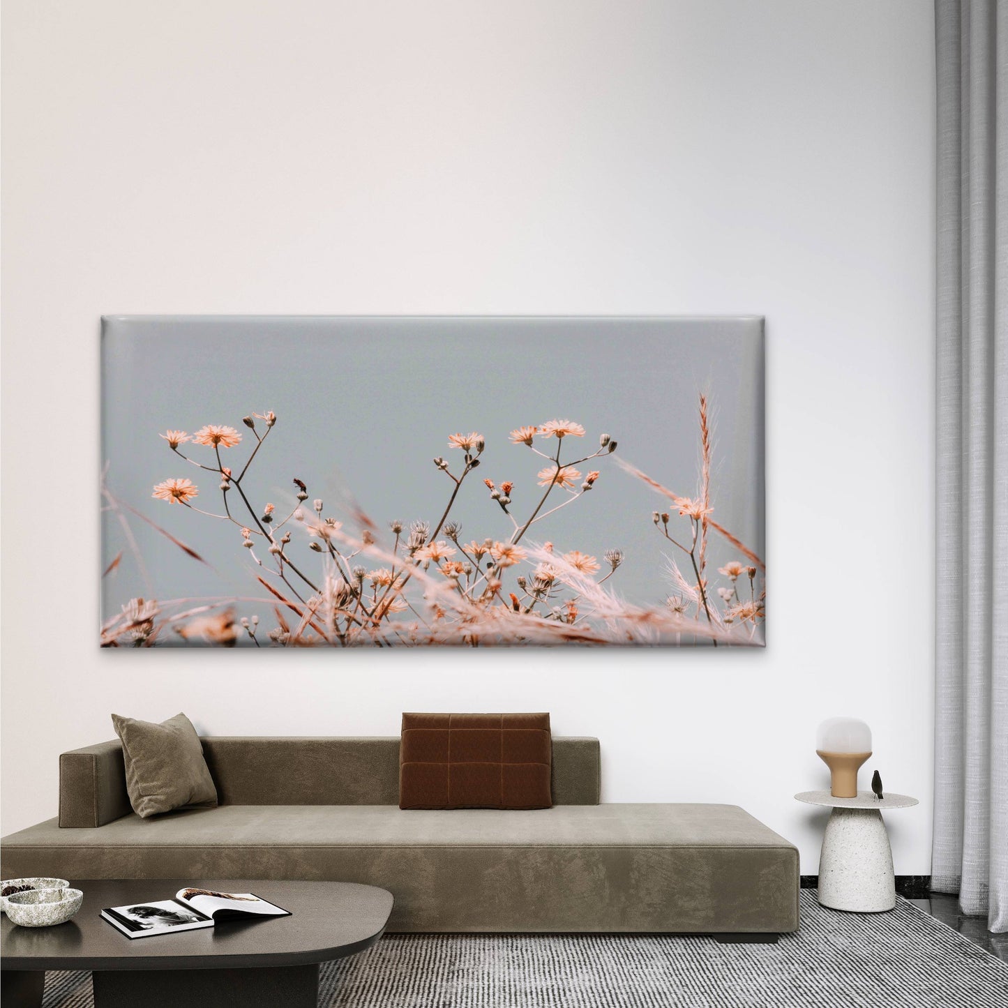 Withered Flower in Close Up Wall Art Canvas Office Home Room Framed 120x60cm