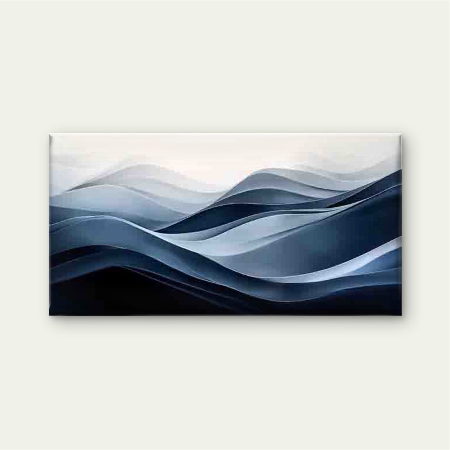 Abstract Wave Design in Blue Wall Art Canvas Office Home Room Framed 120x60cm - Bella Home Decor