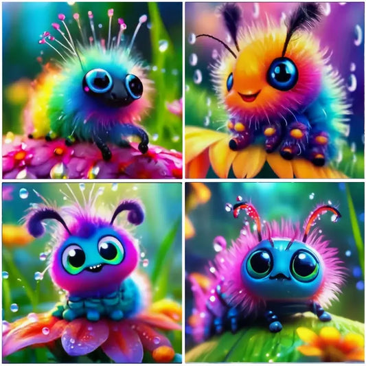 4pcs Butterfly Flower And Flower Scenery Wall Art Canvas Framed