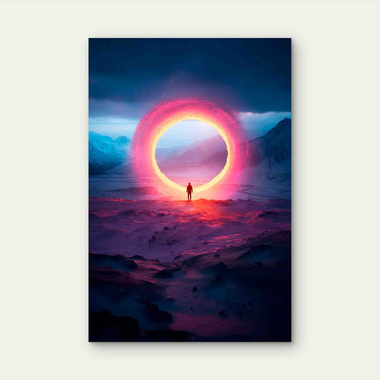 Door Leading Magical World 60x90cm Metal Print Ready to Hang