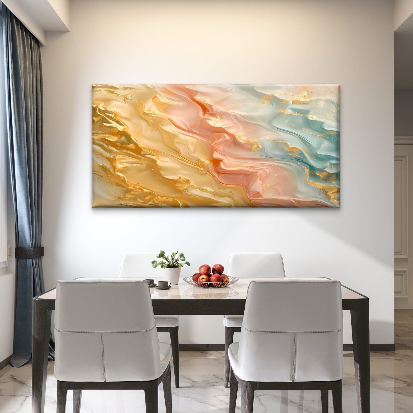 Ethereal Gilded Helix Wall Art Canvas Office Home Room Framed 120x60cm