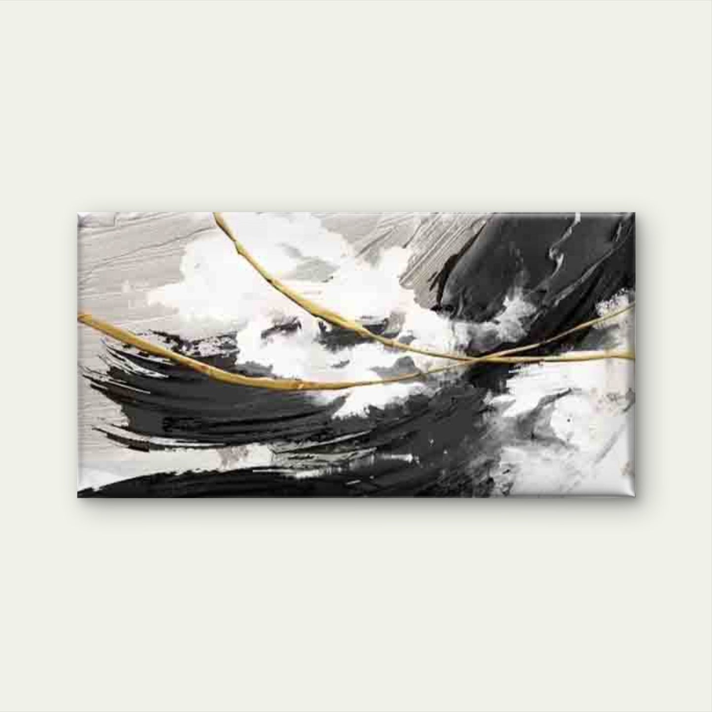 Black, White, And Golden Colors Wall Art Canvas Office Home Room Framed 120x60cm - Bella Home Decor