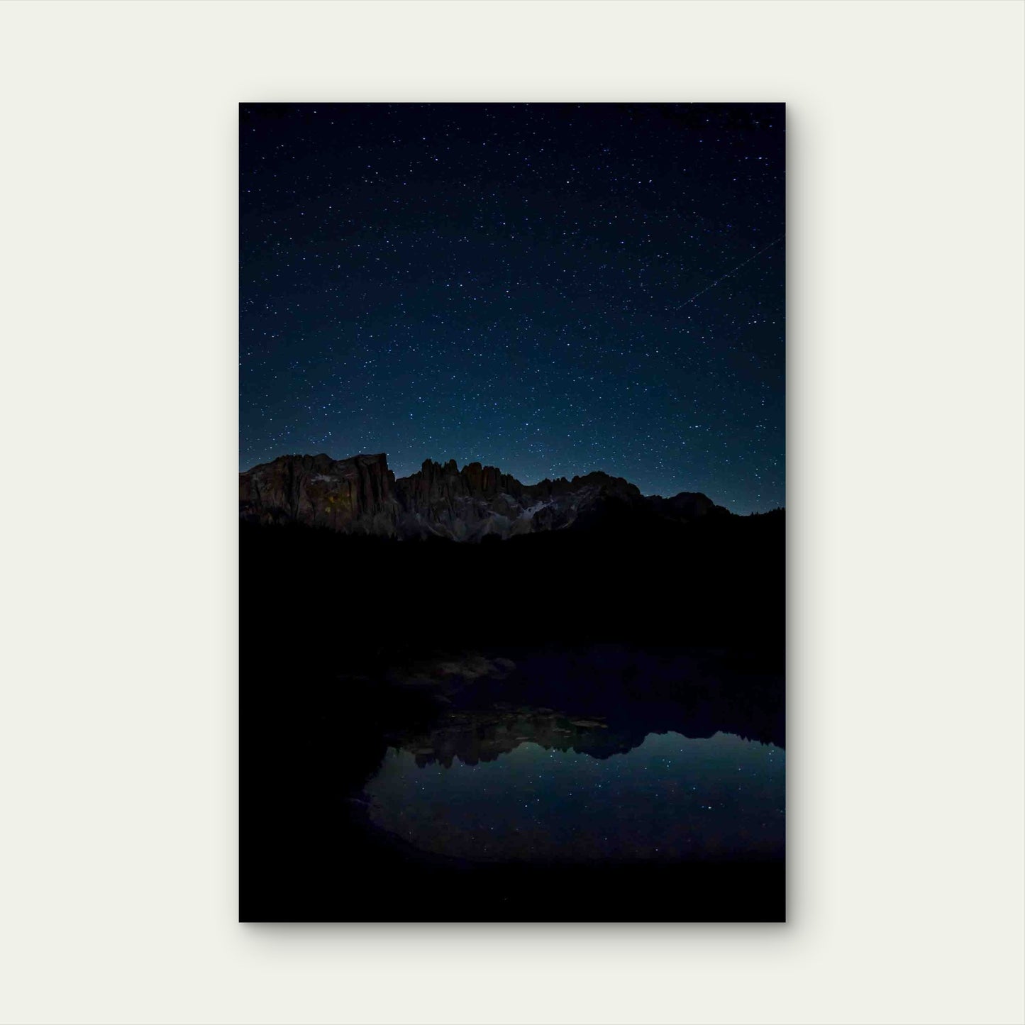Lake Near Mountain During Night Metal Print Ready to Hang