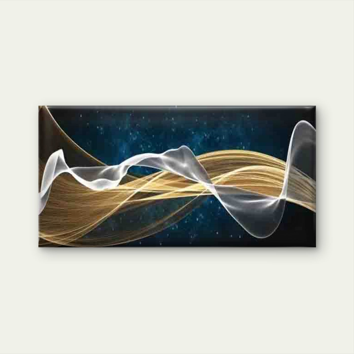 Golden Waves Flowing Wall Art Canvas Office Home Room Framed 120x60cm - Bella Home Decor