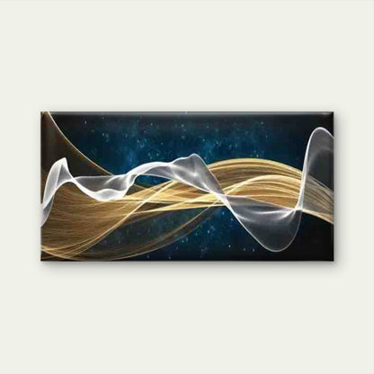 Golden Waves Flowing Wall Art Canvas Office Home Room Framed 120x60cm - Bella Home Decor