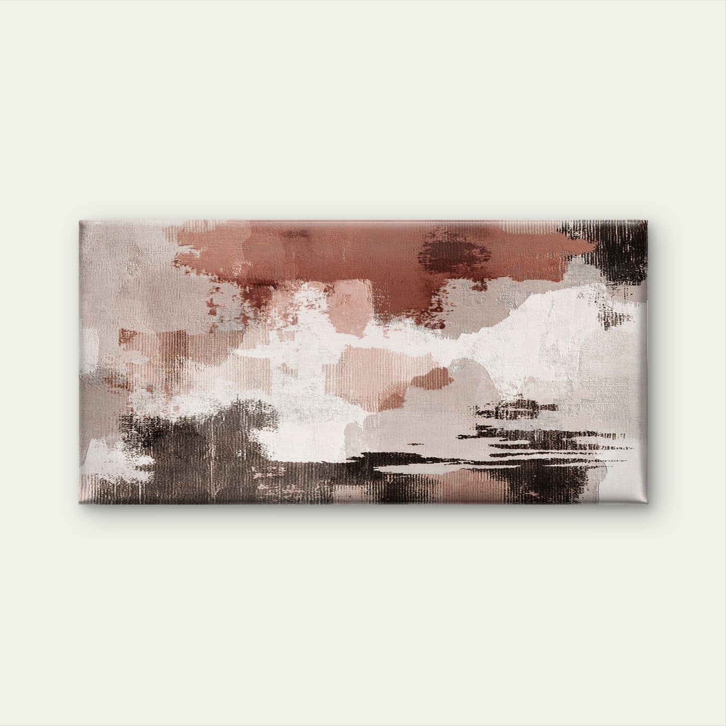 Abstract Terracotta Clay Wave Wall Art Canvas Office Home Room Framed 120x60cm