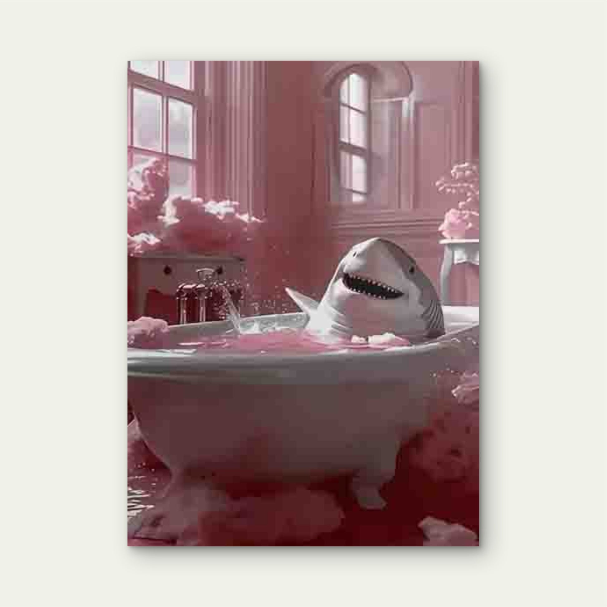 Whimsical Shark Bath 60x90cm Metal Print Ready to Hang - Bella Home Decor