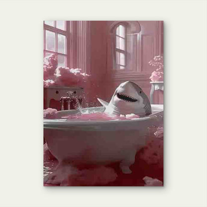 Whimsical Shark Bath 60x90cm Metal Print Ready to Hang - Bella Home Decor