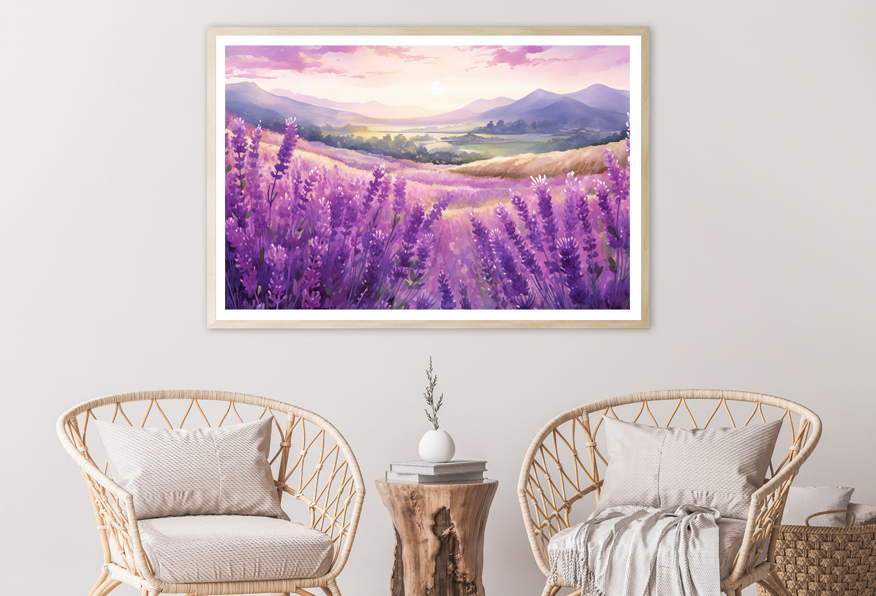 Field Of Purple Flowers, Sky & Mountains Home Decor Premium Quality Poster Print Choose Your Sizes - Bella Home Decor