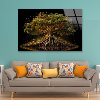 Massive Tree with Roots Near Lake Acrylic Glass Print Tempered Glass Wall Art 100% Made in Australia Ready to Hang - Bella Home Decor