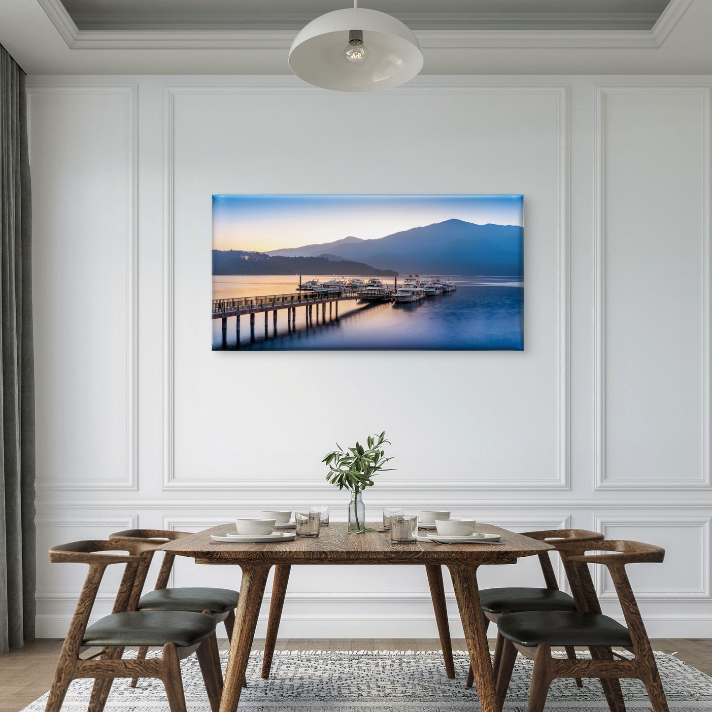 Sun Moon Lake Sunrise Nantou Taiwan Wall Art Canvas Office Home Room Framed 120x60cm