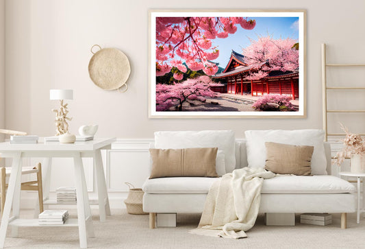 Japan Temple & Cherry Blossom Trees Home Decor Premium Quality Poster Print Choose Your Sizes