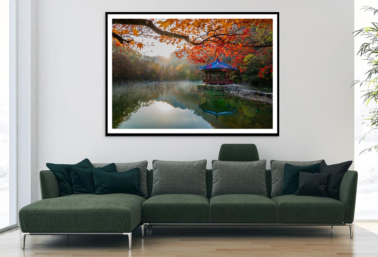 Autumn Leaves On Shore Of The Lake Home Decor Premium Quality Poster Print Choose Your Sizes