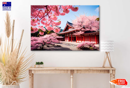 Building With a Lot of Pink Flowers Wall Art Decor 100% Australian Made - Bella Home Decor