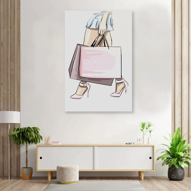 Luxury Pink Heels 3D Design Acrylic Glass Print Tempered Glass Wall Art 100% Made in Australia Ready to Hang