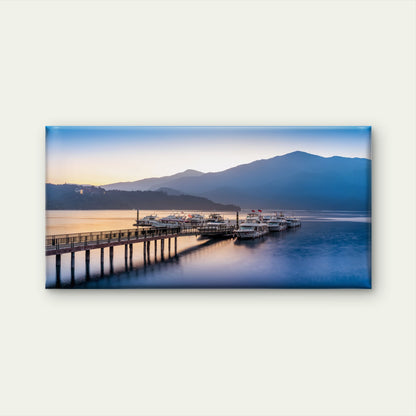 Sun Moon Lake Sunrise Nantou Taiwan Wall Art Canvas Office Home Room Framed 120x60cm