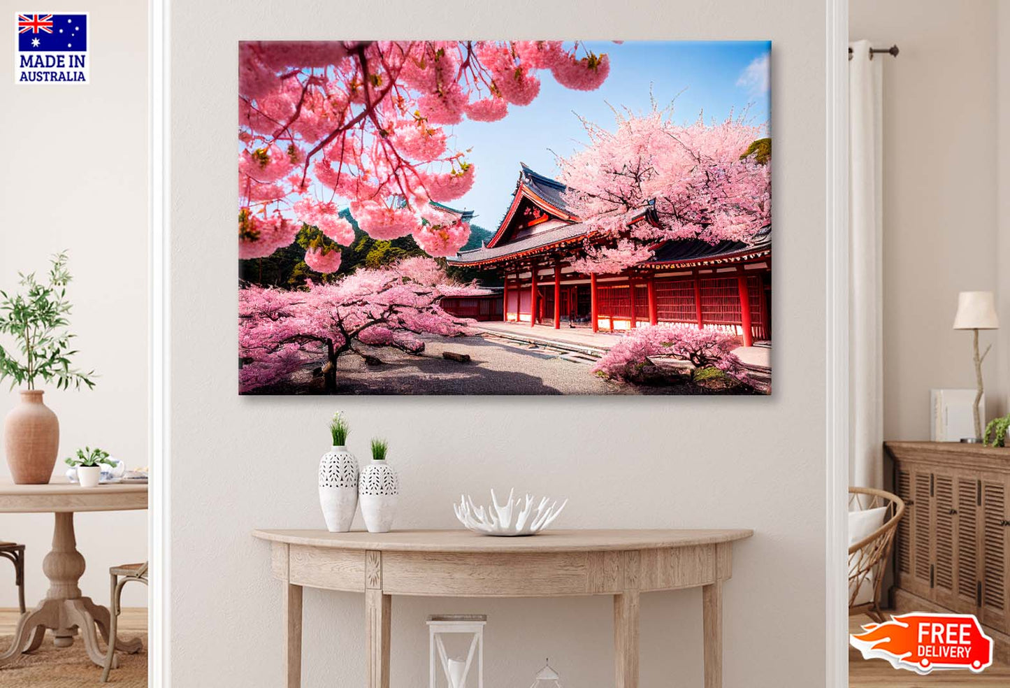 Building With a Lot of Pink Flowers Wall Art Decor 100% Australian Made - Bella Home Decor