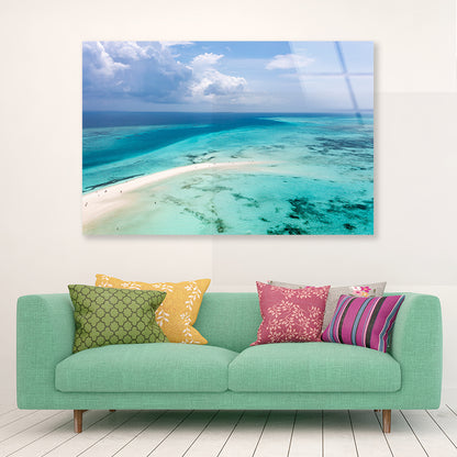 Island In Clear Blue Indian Ocean Acrylic Glass Print Tempered Glass Wall Art 100% Made in Australia Ready to Hang - Bella Home Decor