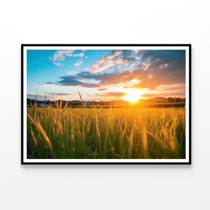 Peaceful Grassland Scenery on Sunset Home Decor Premium Quality Poster Print Choose Your Sizes - Bella Home Decor