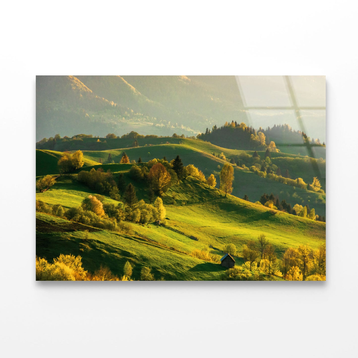 Mountainous Countryside at Sunset Acrylic Glass Print Tempered Glass Wall Art 100% Made in Australia Ready to Hang