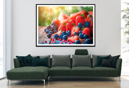 Strawberries, Blueberries, Raspberries, And Blackberries Home Decor Premium Quality Poster Print Choose Your Sizes