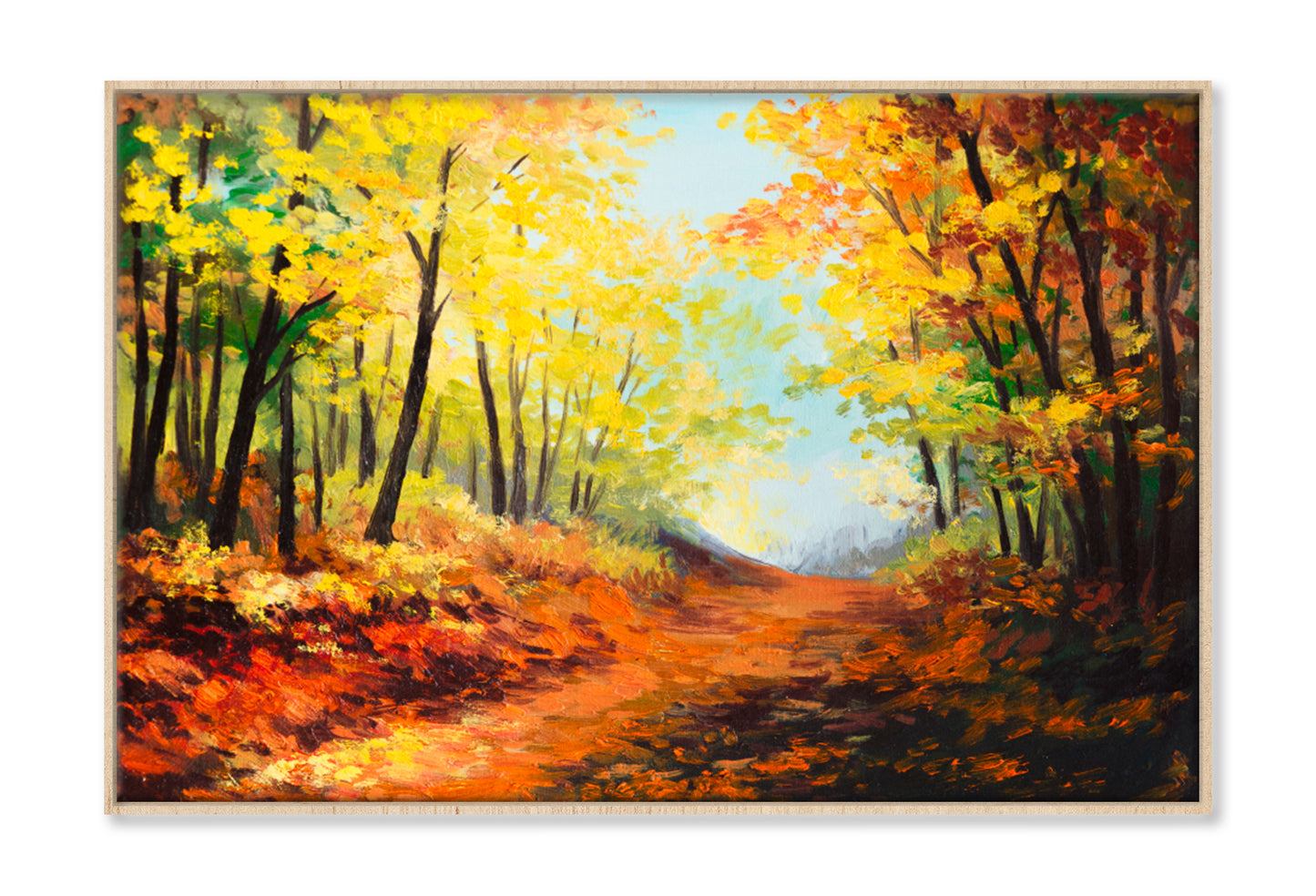 Brown Colorful Autumn Forest Oil Painting Limited Edition High Quality Print Canvas Box Framed Natural