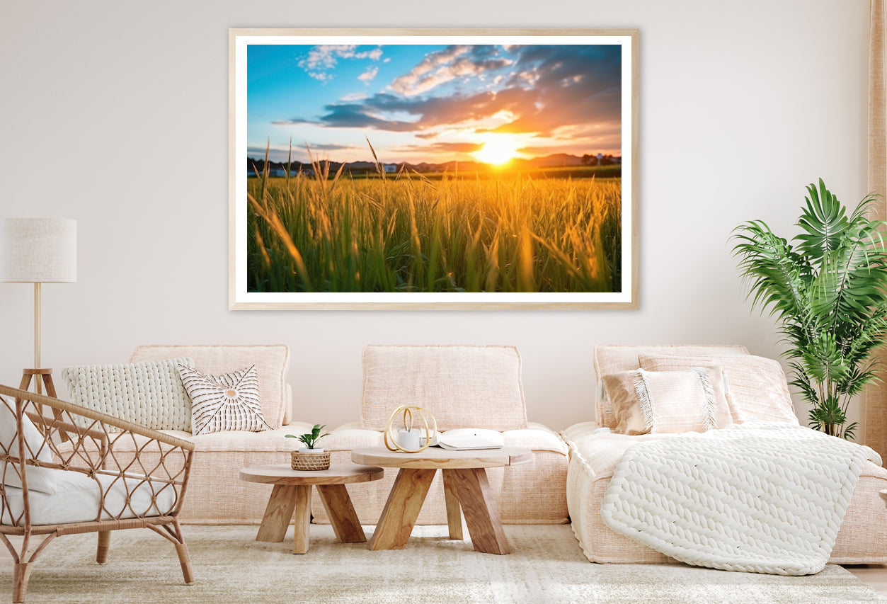 Peaceful Grassland Scenery on Sunset Home Decor Premium Quality Poster Print Choose Your Sizes - Bella Home Decor