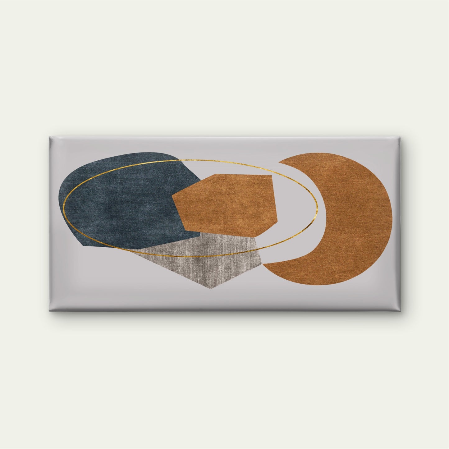 Modern Blue Gold Geometry Wall Art Canvas Office Home Room Framed 120x60cm - Bella Home Decor