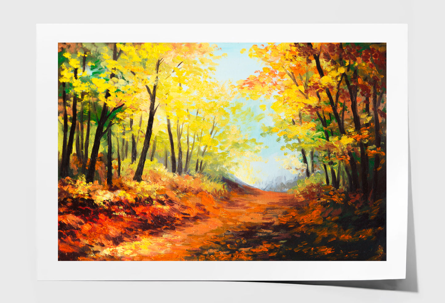 Brown Colorful Autumn Forest Oil Painting Limited Edition High Quality Print Unframed Roll Canvas None