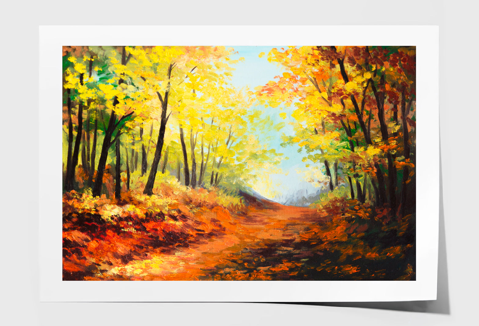 Brown Colorful Autumn Forest Oil Painting Limited Edition High Quality Print Unframed Roll Canvas None