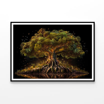 Massive Tree with Roots Near Lake Home Decor Premium Quality Poster Print Choose Your Sizes