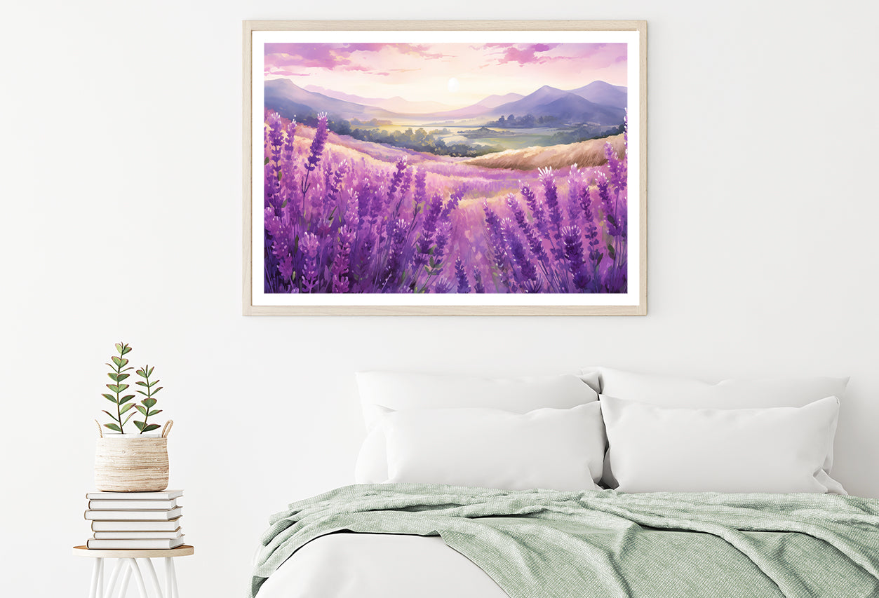 Field Of Purple Flowers, Sky & Mountains Home Decor Premium Quality Poster Print Choose Your Sizes - Bella Home Decor