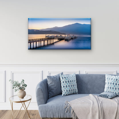 Sun Moon Lake Sunrise Nantou Taiwan Wall Art Canvas Office Home Room Framed 120x60cm