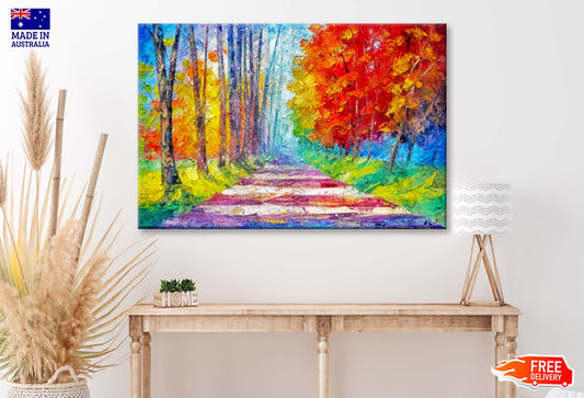 Hand Painting Path Sunny Footpath Road In Sunlight Park Alley Forest Wall Art Limited Edition High Quality Print