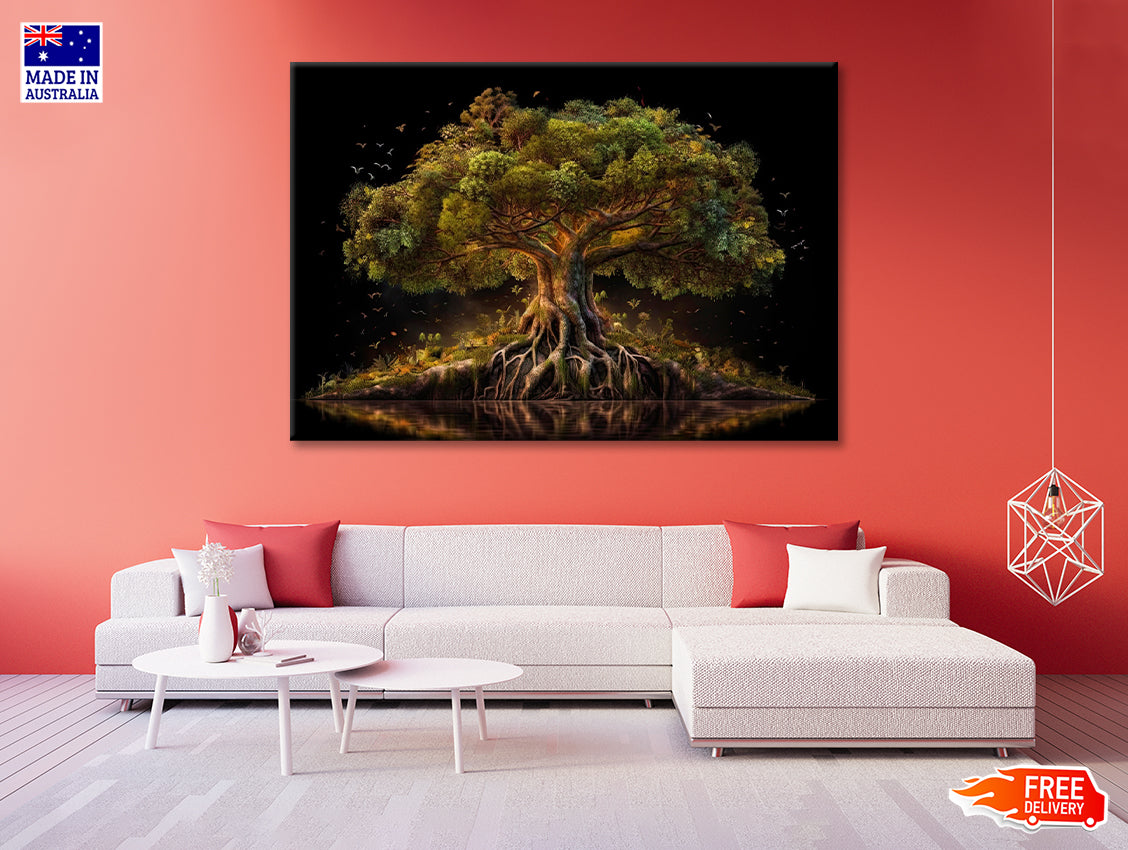 Massive Tree with Roots Near Lake Print 100% Australian Made - Bella Home Decor