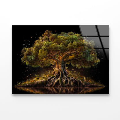 Massive Tree with Roots Near Lake Acrylic Glass Print Tempered Glass Wall Art 100% Made in Australia Ready to Hang - Bella Home Decor