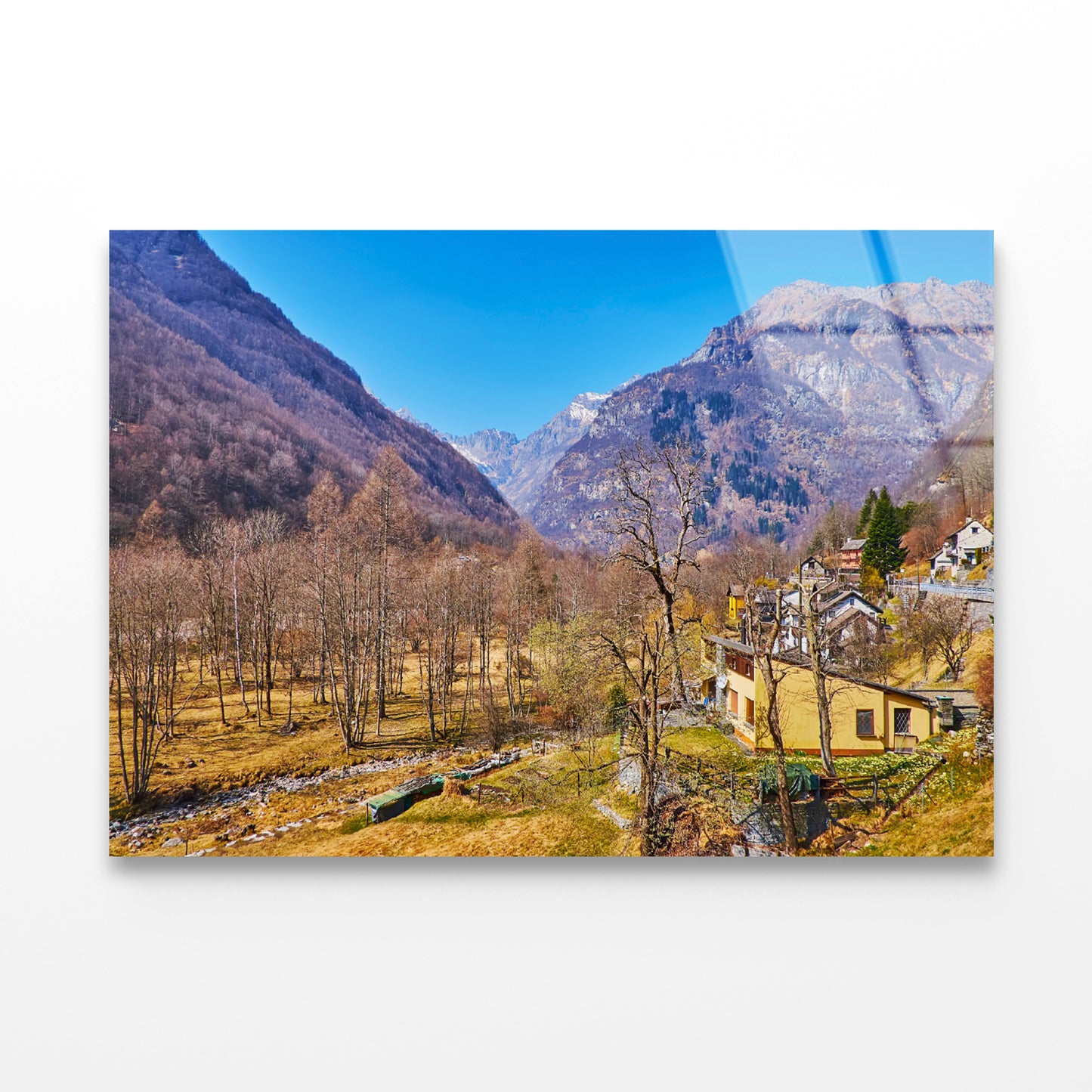 A Small Town Nestled In the Mountains in Switzerland Acrylic Glass Print Tempered Glass Wall Art 100% Made in Australia Ready to Hang